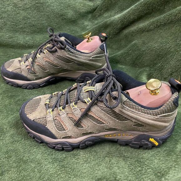 Merrell Mens Performance Hiking Shoes US 7 Olive Suede & Mesh Vibram Sole - Picture 1 of 7